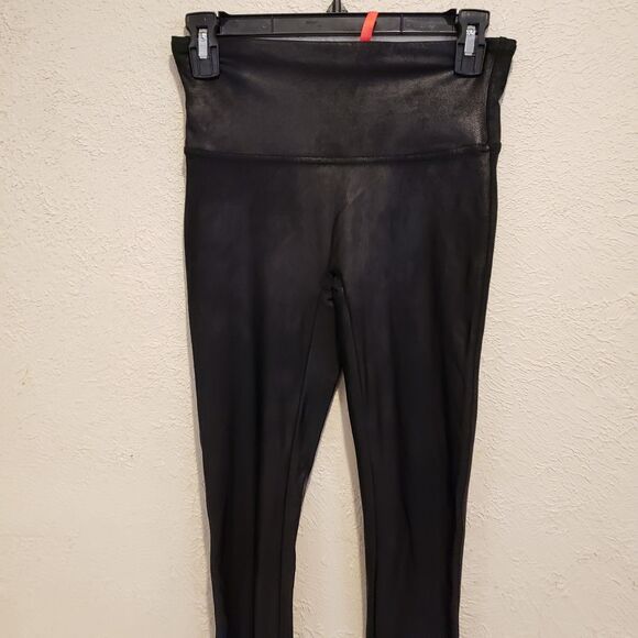 Spanx Womens Stretch Solid Mid-Rise Activewear Ankle Leggings Black Size M - Picture 3 of 7